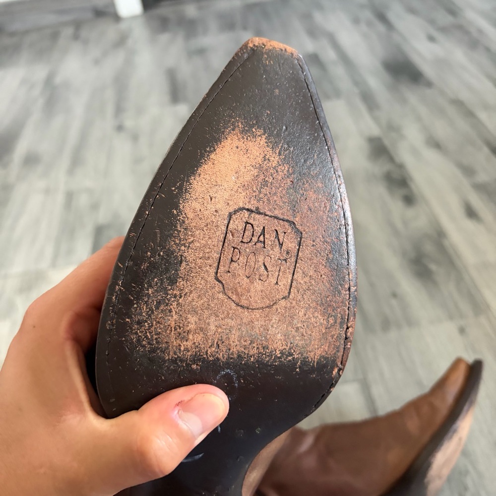 Dan Post Brown Leather Western Cowboy Boots - Picture 10 of 11